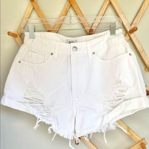 🤍Forever 21 High Waist Distressed White Denim Jean Shorts
